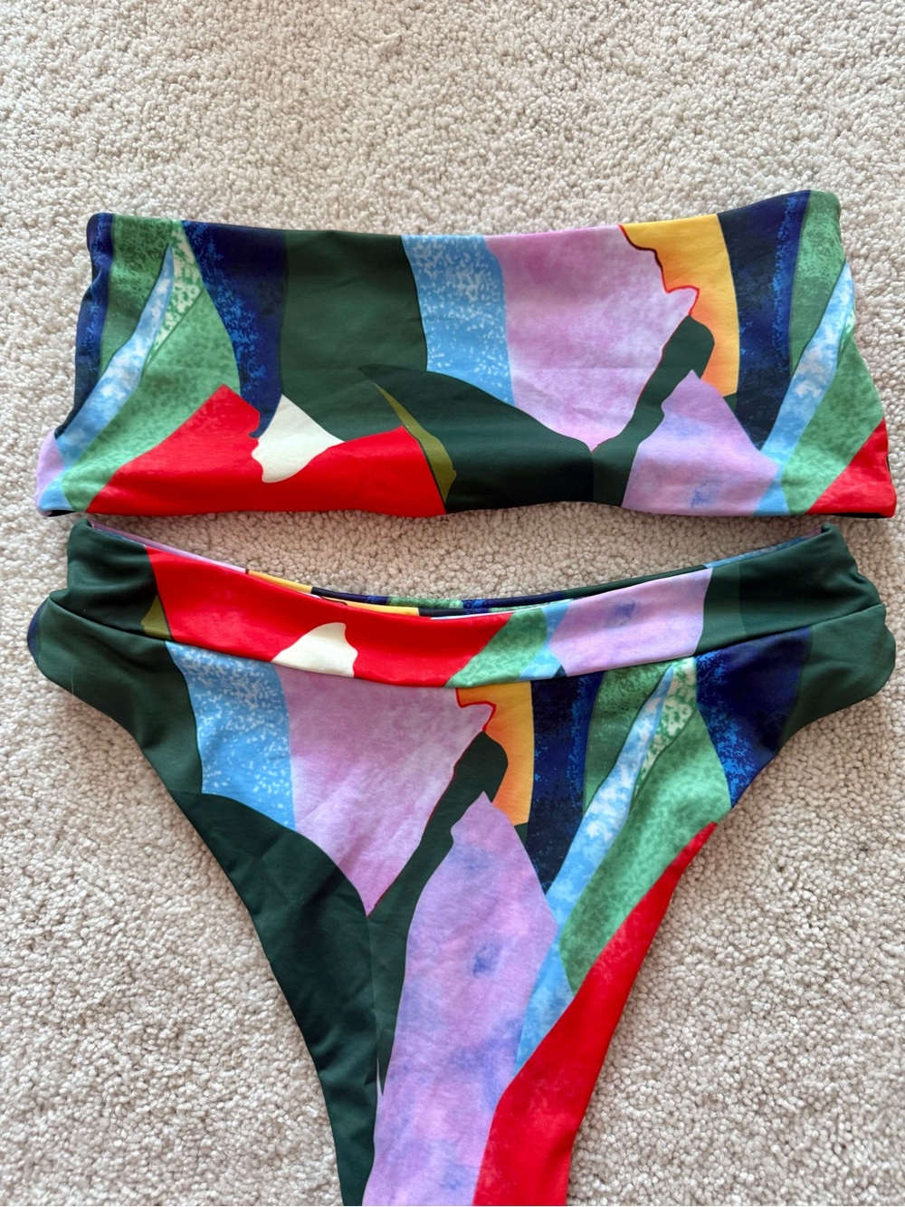 Colorblock Abstract Print Bikini Set - Picture 3 of 7